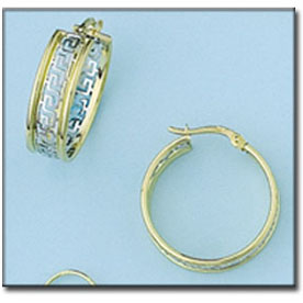 AROS BICOLOR EN ORO DE 18KL CON GRECA