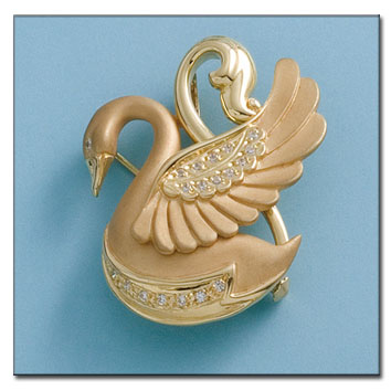 BROCHE CISNE ORO 18KL - 40X35MM