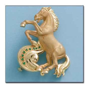 BROCHE Y COLGANTE CABALLO ORO 18KL