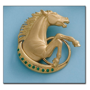 BROCHE Y COLGANTE CABALLO ORO 18KL 