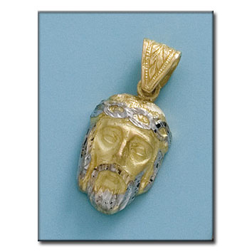 CABEZA CRISTO BICOLOR ORO 18KL - 15X25MM