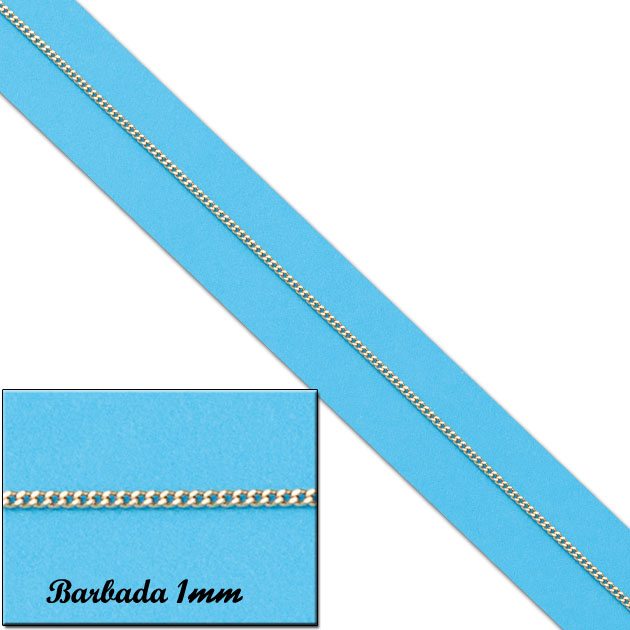 CADENA BARBADA HUECA 1MM ORO 18KL