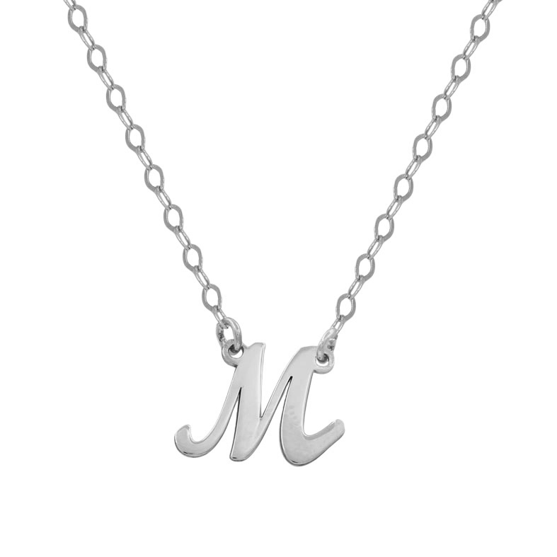 COLGANTE + LETRA INGLESA ORO BLANCO 18KL