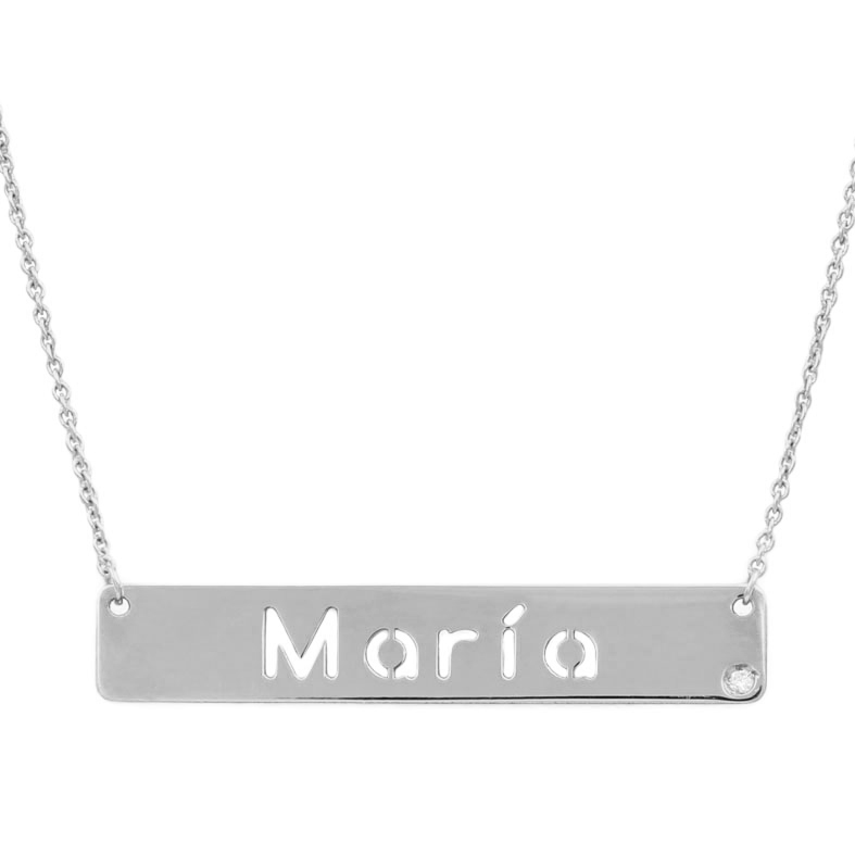 COLGANTE NOMBRE ORO BLANCO 18KL DIAMANTE