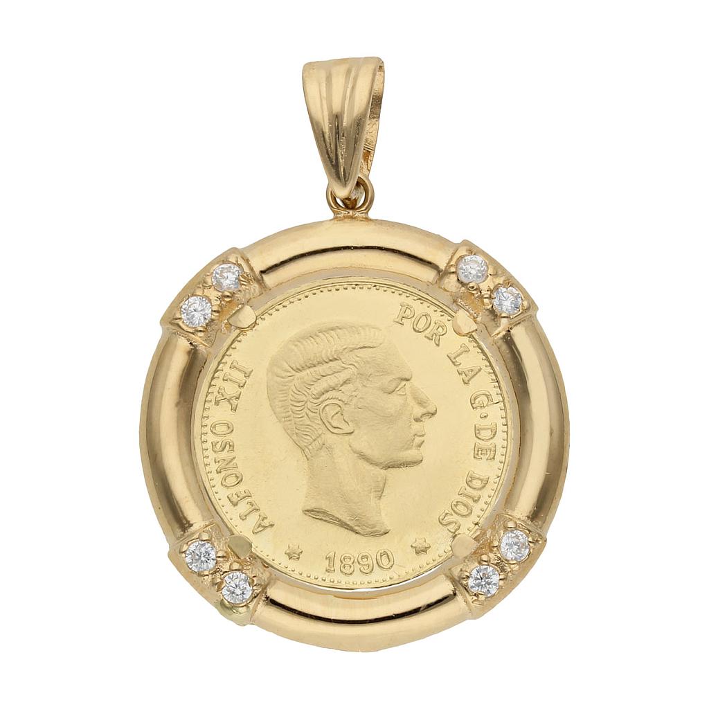 COLGANTE ORO 18KL CON MONEDA DE 18MM