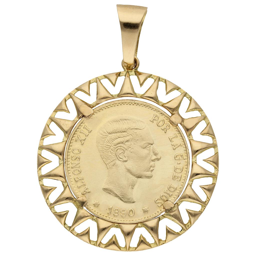 COLGANTE ORO 18KL CON MONEDA DE 20MM