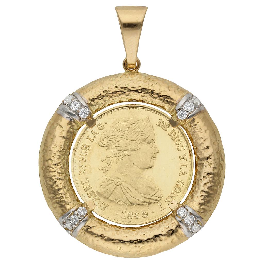 COLGANTE ORO 18KL CON MONEDA DE 20MM