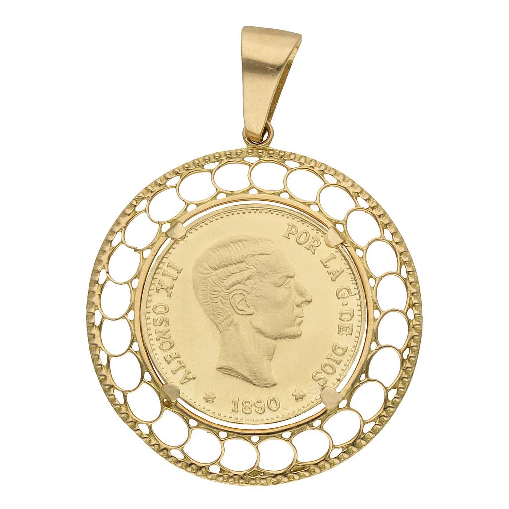 COLGANTE ORO 18KL CON MONEDA DE 20MM