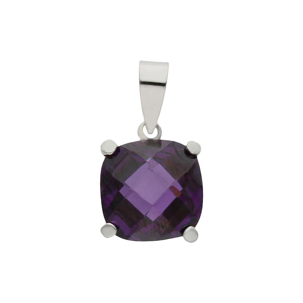 COLGANTE ORO BLANCO 18KL PIEDRA VIOLETA