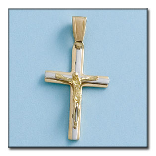 CRUZ CON CRISTO EN ORO DE 18KL BICOLOR