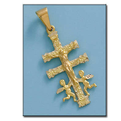 CRUZ EN ORO 18KL DE CARAVACA - 29X39MM