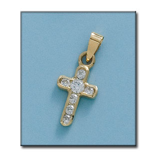 CRUZ EN ORO DE 18KL CIRCONITAS - 10X19MM