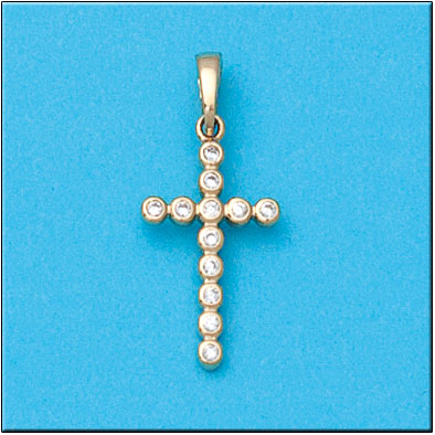 CRUZ EN ORO DE 18KL CIRCONITAS - 11X19MM