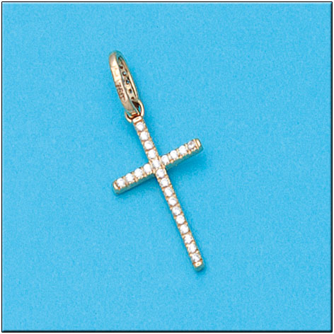 CRUZ EN ORO DE 18KL CIRCONITAS - 12X21MM