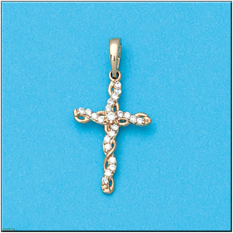 CRUZ EN ORO DE 18KL CIRCONITAS - 13X20MM