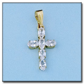 CRUZ EN ORO DE 18KL CIRCONITAS - 13X23MM