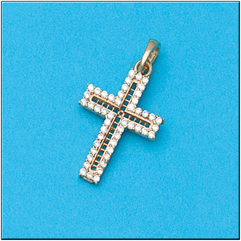 CRUZ EN ORO DE 18KL CIRCONITAS - 14X22MM