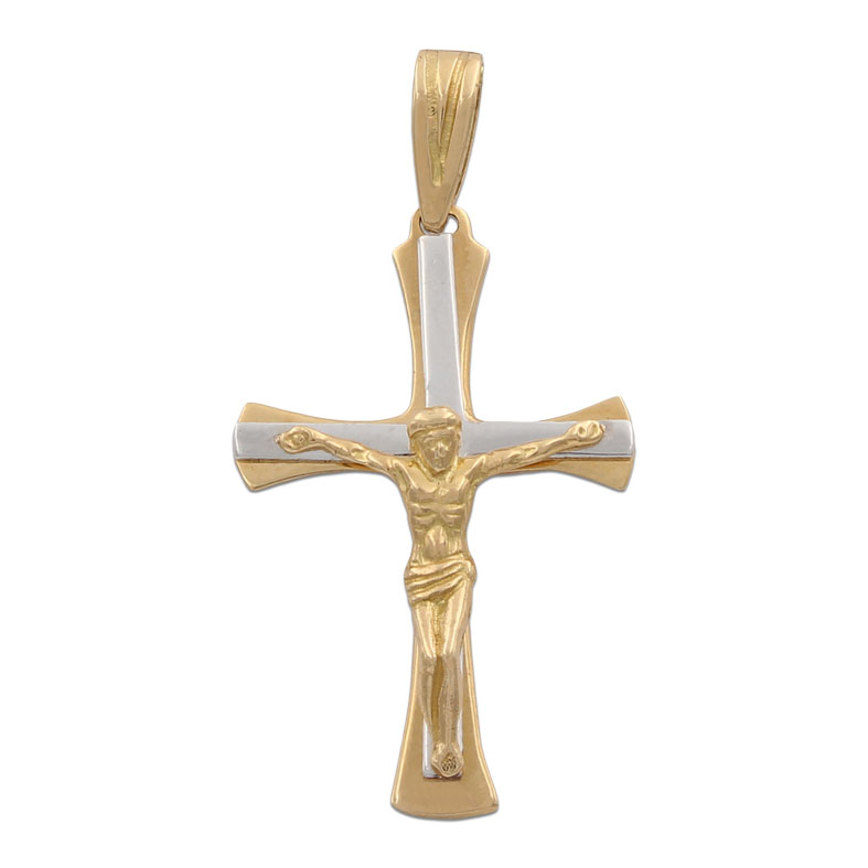 CRUZ EN ORO DE 18KL CON CRISTO BICOLOR