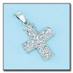 CRUZ ORO BLANCO DE 18KL CON CIRCONITAS