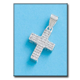 CRUZ ORO BLANCO DE 18KL CON CIRCONITAS