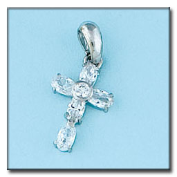 CRUZ ORO BLANCO DE 18KL CON CIRCONITAS