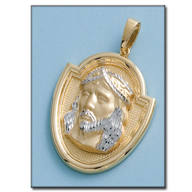 MEDALLA CRISTO BICOLOR ORO 18KL - 33x43MM