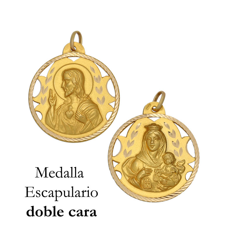 MEDALLA ORO 18KL ESCAPULARIO MEDIDA 18MM
