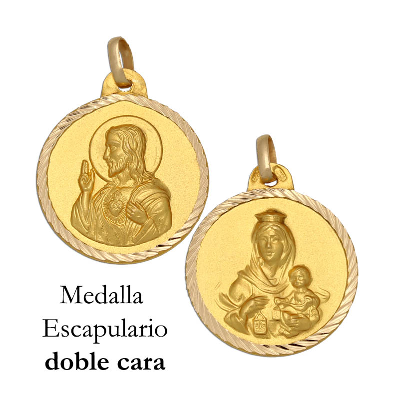 MEDALLA ORO 18KL ESCAPULARIO MEDIDA 20MM