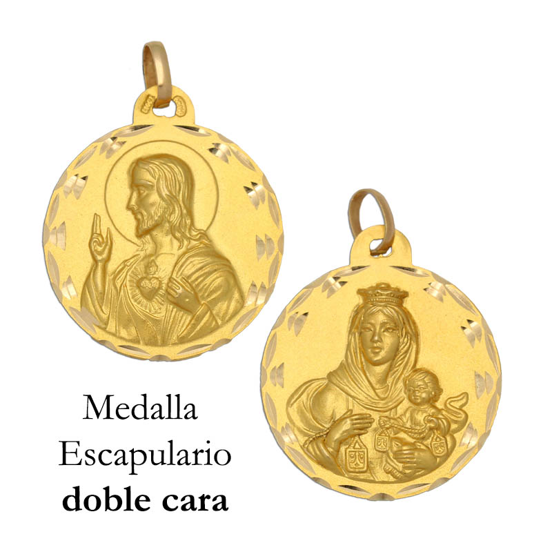 MEDALLA ORO 18KL ESCAPULARIO MEDIDA 21MM