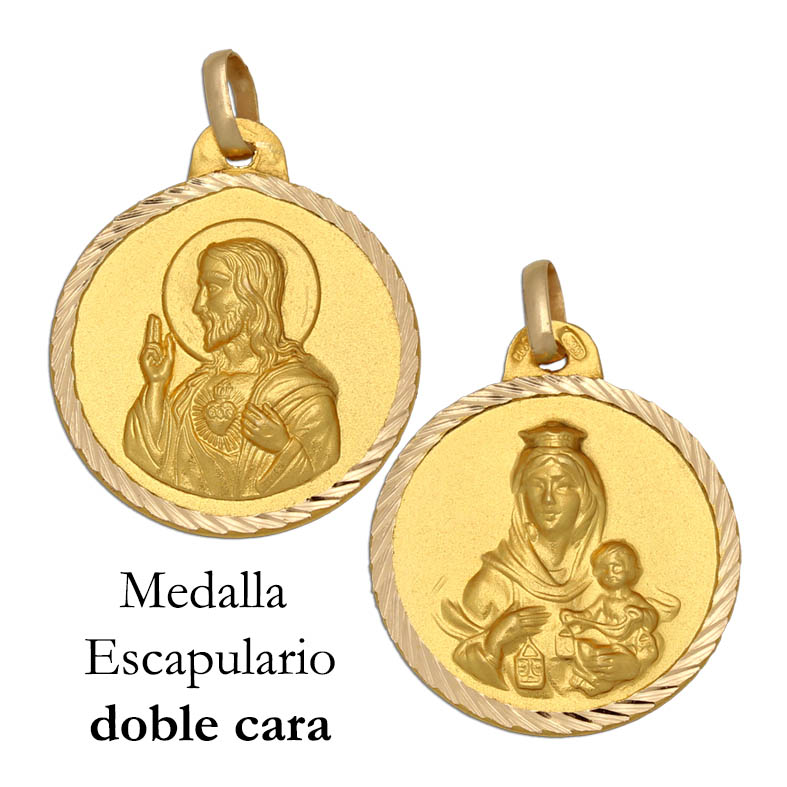 MEDALLA ORO 18KL ESCAPULARIO MEDIDA 22MM