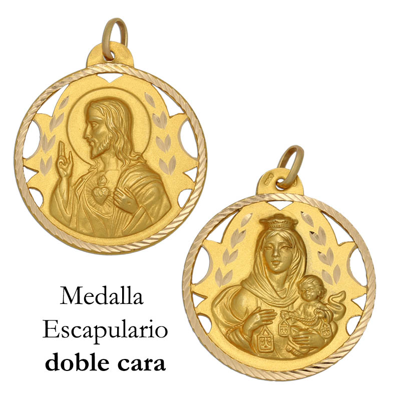 MEDALLA ORO 18KL ESCAPULARIO MEDIDA 26MM
