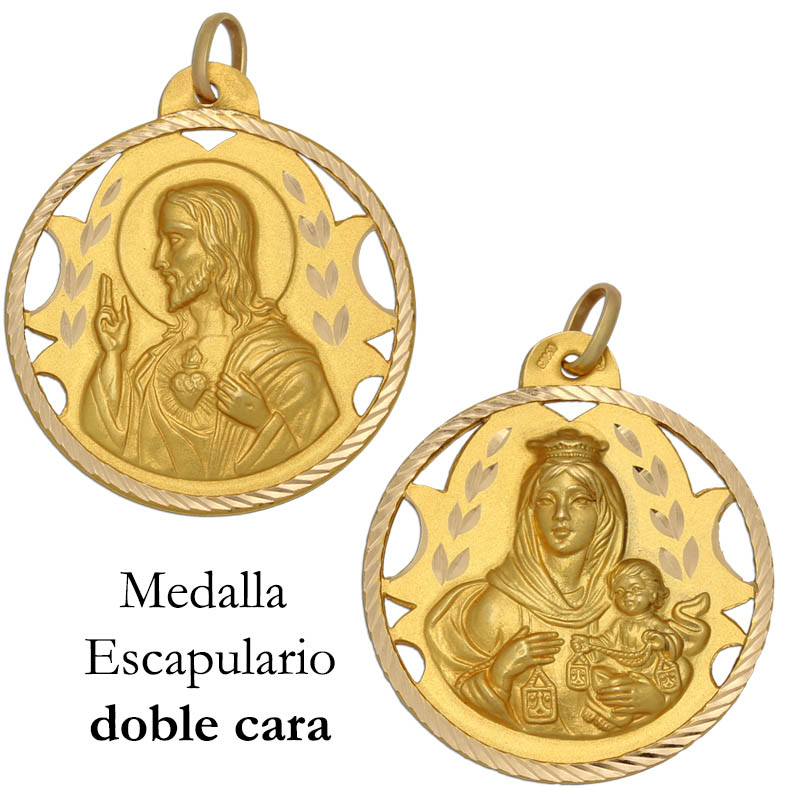 MEDALLA ORO 18KL ESCAPULARIO MEDIDA 30MM