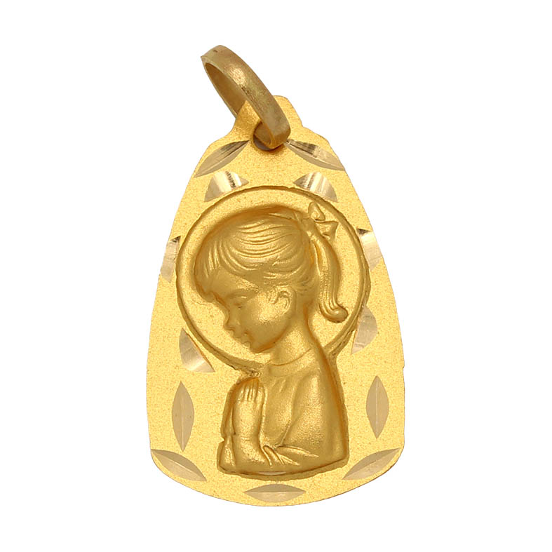 MEDALLA ORO 18KL V. NIÑA MEDIDA 13X22 MM