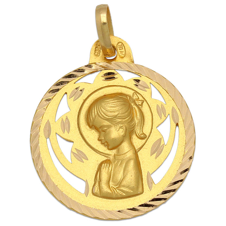 MEDALLA ORO 18KL V. NIÑA MEDIDA 22 MM