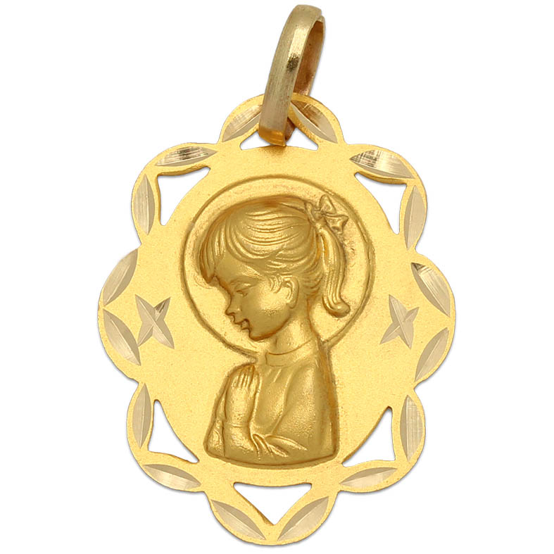 MEDALLA ORO 18KL VIRGEN NIÑA - 19x24 MM