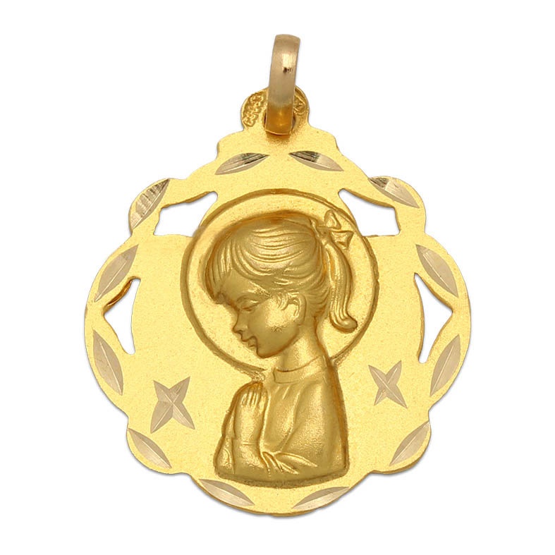 MEDALLA ORO 18KL VIRGEN NIÑA - 20x23 MM