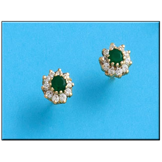 PENDIENTE EN ORO DE 18KL CRISOPAL VERDE