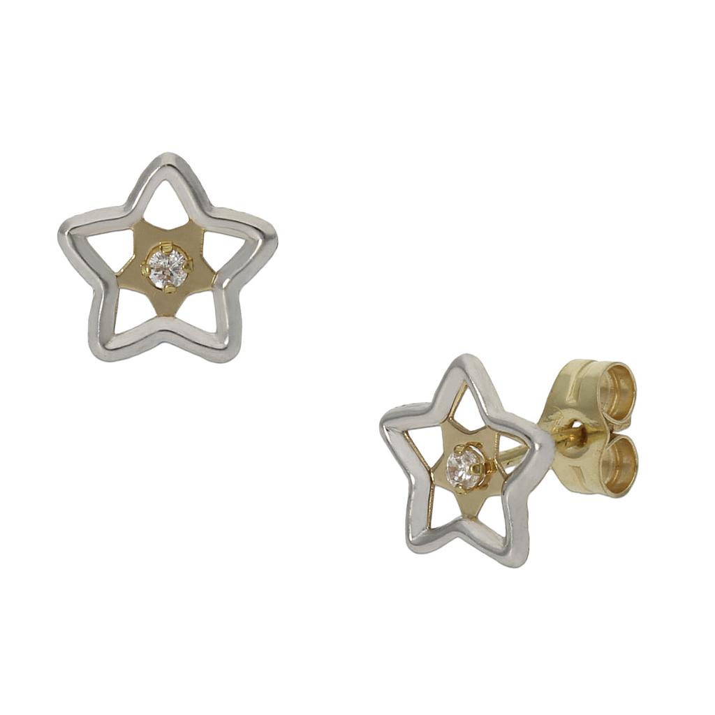 PENDIENTES BICOLOR ORO 18KL ESTRELLA - 8MM