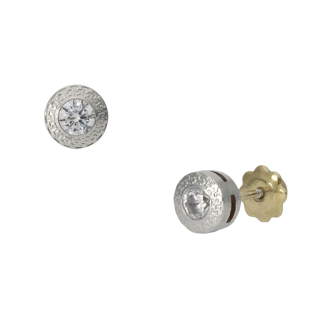 PENDIENTES CHATON ORO BLANCO 18KL - 5MM