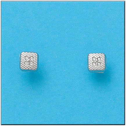 PENDIENTES CUADRADOS EN ORO BLANCO 18KL