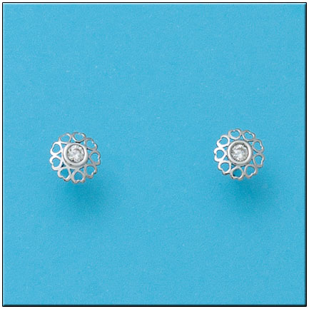 PENDIENTES EN ORO BLANCO 18KL FLOR