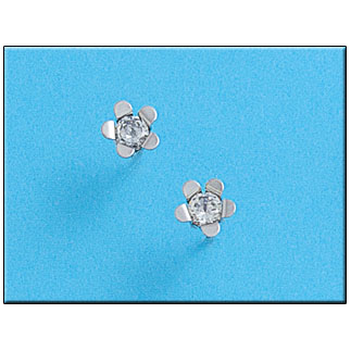 PENDIENTES EN ORO BLANCO 18KL FLOR 