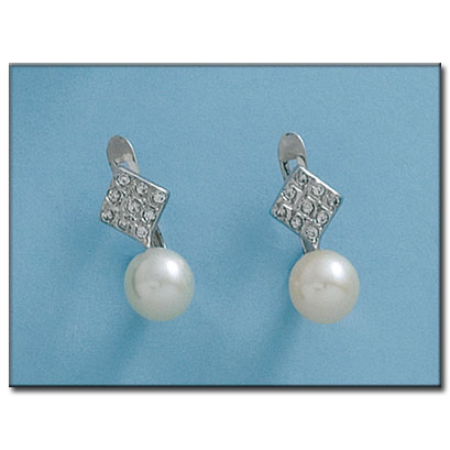 PENDIENTES EN ORO BLANCO 18KL PERLAS
