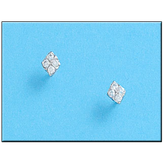 PENDIENTES EN ORO BLANCO 18KL ROMBOS