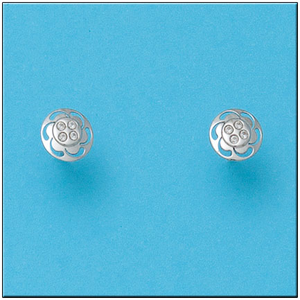 PENDIENTES EN ORO BLANCO DE 18KL FLOR