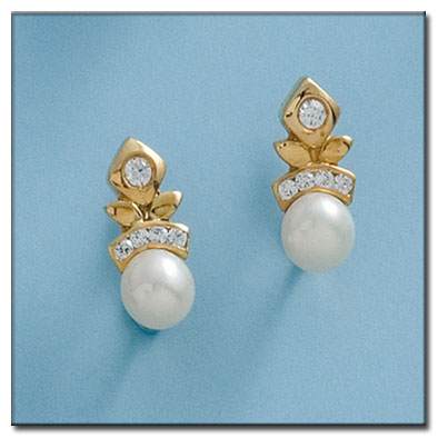 PENDIENTES EN ORO DE 18KL CON PERLAS