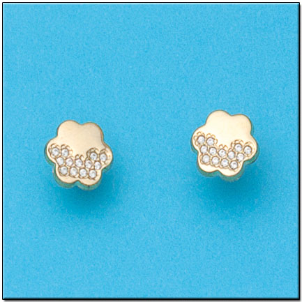 PENDIENTES EN ORO DE 18KL FLOR