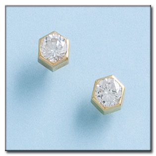 PENDIENTES EN ORO DE 18KL HEXAGONAL