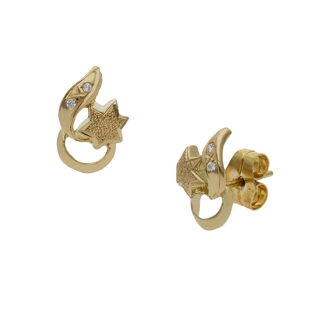 PENDIENTES ESTRELLAS ORO 18KL CIRCONITAS - 8x11MM