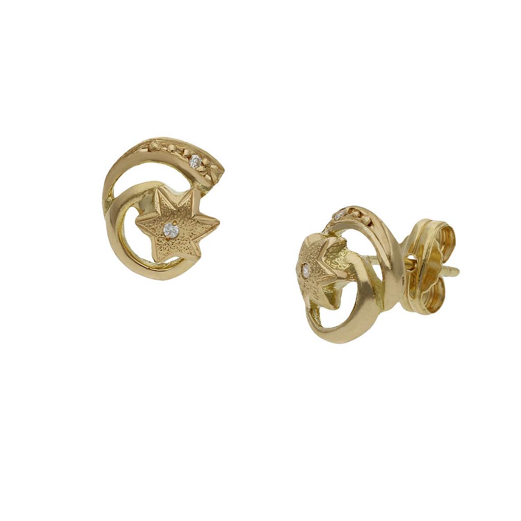 PENDIENTES ESTRELLAS ORO 18KL CIRCONITAS - 8x9MM